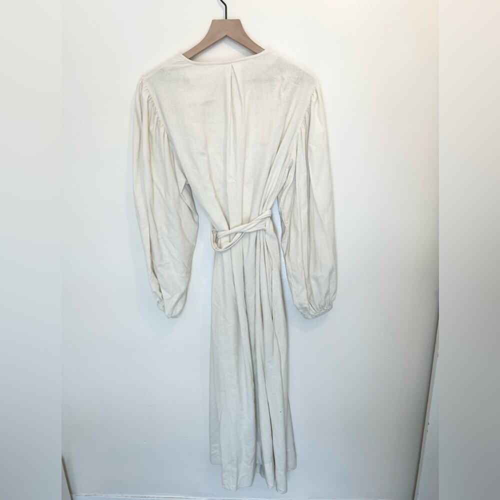 Honeydove Vintage The Everyday Wrap Dress Gown S/M Cream 100% Raw Silk - Picture 8 of 12